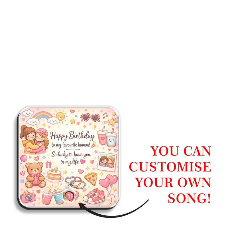 Happy Birthday to My Favourite Human Quote Musical Fridge Magnet with Rechargeable Speaker | Birthday Gift for Best Friend, Girlfriend, Sister | Birthday Return Gift